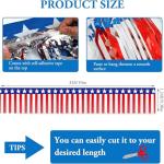 32.7ft Patriotic Foil Fringe Garland - 4th of July Red White and Blue Star Metallic Tinsel Streamers for Memorial Day, Independence Day Party Decorations, Backdrop, Table Skirts, and Parade Float