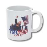 Attack on Trump Ceramic Coffee Mug – Double-Sided with Shot Survivor Fist Pump at Pennsylvania Rally Design – Celebrating Strength and Patriotism – Gift for Supporters, 45th & 47th President