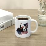 Attack on Trump Ceramic Coffee Mug – Double-Sided with Shot Survivor Fist Pump at Pennsylvania Rally Design – Celebrating Strength and Patriotism – Gift for Supporters, 45th & 47th President