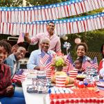32.7ft Patriotic Foil Fringe Garland - 4th of July Red White and Blue Star Metallic Tinsel Streamers for Memorial Day, Independence Day Party Decorations, Backdrop, Table Skirts, and Parade Float