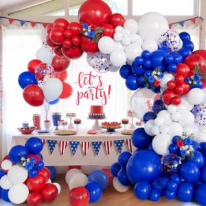 Red White and Blue Balloons Garland Arch Kit 153pcs 4th of July Decorations Independence Day Red White Blue Confetti Latex Balloons for Baseball Birthday Patriotic Party Graduation Party Supplies