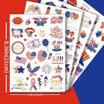 110Pcs 4th of July Temporary Tattoos, 4 Sheets Patriotic Party Face Body Decorations, USA Flag Independence Day 4th of July Temporary Tattoo Stickers for Kids Adults, Fourth of July Temporary Tattoos
