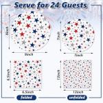Whaline 72Pcs Patriotic Party Tableware Set Red Blue Star Disposable Dinnerware 48Pcs Paper Plate 24Pcs Napkin for 4th of July Independence Day Party Supplies Table Decor