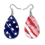 4th of July USA Dangle Earrings Set | Cute Girls Womens Jewelry Earings | Double Sided Print | Holiday Gifts | Independence Day Summer Decorations | Gnome Tie Dye Flag Red White Blue Patriotic