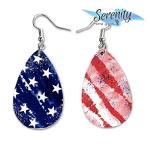 4th of July USA Dangle Earrings Set | Cute Girls Womens Jewelry Earings | Double Sided Print | Holiday Gifts | Independence Day Summer Decorations | Gnome Tie Dye Flag Red White Blue Patriotic