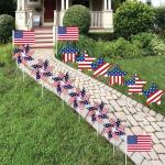 26 Pcs 4th of July Decorations,Patriotic Stars Yard Signs,Patriotic Stars and Stripes Pinwheels,Flags，Red White and Blue Decor Independence Day Parade Outdoor Yard Garden Party Decor