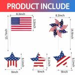 26 Pcs 4th of July Decorations,Patriotic Stars Yard Signs,Patriotic Stars and Stripes Pinwheels,Flags，Red White and Blue Decor Independence Day Parade Outdoor Yard Garden Party Decor