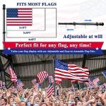 ESTTOP 5 FT Flag Pole Kit with 3x5 American Flag, Tangle Free Spinning Weather Resistant Rustproof Stainless Steel Flagpole with Base for 1" Dia Flag Pole Holder for Outside House, Wall (Black)