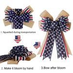 Patriotic Decor Bows for Wreaths,Burlap Red White Blue Stripe Stars Tree Topper Bow for 4th of July,Independence Day,Memorial Day,Veteran's Day,Front Door Indoor Outdoor Decorations