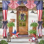 Patriotic Decor Bows for Wreaths,Burlap Red White Blue Stripe Stars Tree Topper Bow for 4th of July,Independence Day,Memorial Day,Veteran's Day,Front Door Indoor Outdoor Decorations