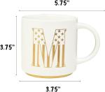 COLLECTIVE HOME - Monogram Ceramic Mug, 15oz Patriotic Letter Tea Cup, Elegant Independence Day Design, Personalized Mug for 4th of July, Ideal Gift for Him, Brother, or Father, White (M)
