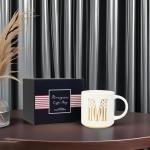 COLLECTIVE HOME - Monogram Ceramic Mug, 15oz Patriotic Letter Tea Cup, Elegant Independence Day Design, Personalized Mug for 4th of July, Ideal Gift for Him, Brother, or Father, White (M)