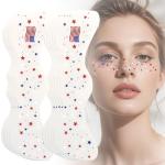 Boko 10Pcs Patriotic Temporary Tattoos, Red White Blue Independence Day Freckle Tattoos for Freckle Makeup, Waterproof Fake Freckles Makeup Patches for 4th of July Memorial Day Veterans Day Flag Party