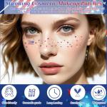 Boko 10Pcs Patriotic Temporary Tattoos, Red White Blue Independence Day Freckle Tattoos for Freckle Makeup, Waterproof Fake Freckles Makeup Patches for 4th of July Memorial Day Veterans Day Flag Party