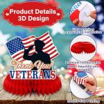 JULMELON 8PCS Veterans Day Table Decorations, Honeycomb Centerpieces, 3D Double Sided Happy Veterans Day Centerpieces for Tables Patriotic Decor Thank You Veterans Theme Party Supplies