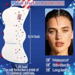 Boko 10Pcs Patriotic Temporary Tattoos, Red White Blue Independence Day Freckle Tattoos for Freckle Makeup, Waterproof Fake Freckles Makeup Patches for 4th of July Memorial Day Veterans Day Flag Party