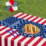 QZYL 122 PCS 4th of July Decorations, Patriotic Plates and Napkins, Disposable Fourth of July Paper Plate and Napkin Tablecloth Forks, American Flags Design Memorial Day Party Supplies