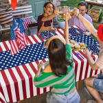 QZYL 122 PCS 4th of July Decorations, Patriotic Plates and Napkins, Disposable Fourth of July Paper Plate and Napkin Tablecloth Forks, American Flags Design Memorial Day Party Supplies