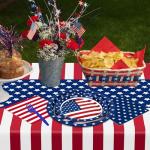 QZYL 122 PCS 4th of July Decorations, Patriotic Plates and Napkins, Disposable Fourth of July Paper Plate and Napkin Tablecloth Forks, American Flags Design Memorial Day Party Supplies