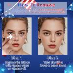 Boko 10Pcs Patriotic Temporary Tattoos, Red White Blue Independence Day Freckle Tattoos for Freckle Makeup, Waterproof Fake Freckles Makeup Patches for 4th of July Memorial Day Veterans Day Flag Party