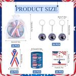120 Pieces Veterans Day Gifts Set, Bulk American Flag Silicone Bracelet Keychains Patriotic Ribbon Pins Cards Organza Gift Bags for Men Women Party Favors Veterans Day Gifts Patriotic Decorations