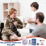 120 Pieces Veterans Day Gifts Set, Bulk American Flag Silicone Bracelet Keychains Patriotic Ribbon Pins Cards Organza Gift Bags for Men Women Party Favors Veterans Day Gifts Patriotic Decorations