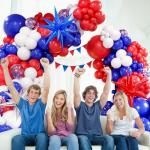 Red White and Blue Balloons Garland Arch Kit, 5 10 12 18 inch Red White Blue Confetti Latex Balloons for 4th of July Graduation Baseball Birthday Party Decorations
