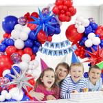 Red White and Blue Balloons Garland Arch Kit, 5 10 12 18 inch Red White Blue Confetti Latex Balloons for 4th of July Graduation Baseball Birthday Party Decorations