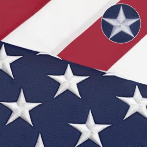 American Flag 3x5 FT for Outside - TearProof & Fade-Resistant USA Flag, Embroidered Stars, Sewn Stripes, Brass Grommets, UV & Weather-Resistant Spun Polyester, Perfect for High Winds & 4th of July