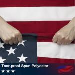 American Flag 3x5 FT for Outside - TearProof & Fade-Resistant USA Flag, Embroidered Stars, Sewn Stripes, Brass Grommets, UV & Weather-Resistant Spun Polyester, Perfect for High Winds & 4th of July
