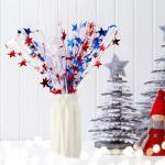 Thiccywoov 12 Pcs Christmas Table Centerpiece Decoration Metallic Plastic Glitter Foil Blue Red White Star Centerpieces Holiday Table Decorations for Xmas Home Coffee Kitchen Dining Tables Wedding