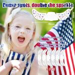 Go Ho Patriotic Red White and Blue Glitter Freckles Face Tattoo,4th of July Freckles Sparkle,4th of July Outfits for Women Kids,Fourth of July Glitter Stickers on Independence Day,6 Pcs