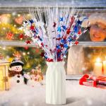 Thiccywoov 12 Pcs Christmas Table Centerpiece Decoration Metallic Plastic Glitter Foil Blue Red White Star Centerpieces Holiday Table Decorations for Xmas Home Coffee Kitchen Dining Tables Wedding