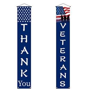 Thank You Veterans Hanging Banner Memorial Day Veterans Day American Flag Patriotic Decoration
