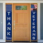 Thank You Veterans Hanging Banner Memorial Day Veterans Day American Flag Patriotic Decoration