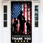 Thank You Veterans Door Cover Yard Signs Honoring All Who Served Porch Banner Memorial Day Veterans Day Decor Patriotic Military Backdrop for Front Door Wall Event Display (Black)