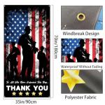Thank You Veterans Door Cover Yard Signs Honoring All Who Served Porch Banner Memorial Day Veterans Day Decor Patriotic Military Backdrop for Front Door Wall Event Display (Black)