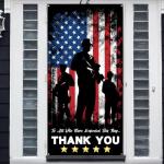 Thank You Veterans Door Cover Yard Signs Honoring All Who Served Porch Banner Memorial Day Veterans Day Decor Patriotic Military Backdrop for Front Door Wall Event Display (Black)