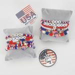 Lonext 12pcs American Flag Bracelet for Women Mens USA Red Blue White Beads Stretch Bracelet Set Patriotic 4th of July Independence Day