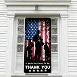 Thank You Veterans Door Cover Yard Signs Honoring All Who Served Porch Banner Memorial Day Veterans Day Decor Patriotic Military Backdrop for Front Door Wall Event Display (Black)