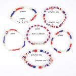 Lonext 12pcs American Flag Bracelet for Women Mens USA Red Blue White Beads Stretch Bracelet Set Patriotic 4th of July Independence Day
