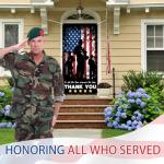 Thank You Veterans Door Cover Yard Signs Honoring All Who Served Porch Banner Memorial Day Veterans Day Decor Patriotic Military Backdrop for Front Door Wall Event Display (Black)