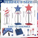 Sereliy 3 PCS Veterans Day Table Decorations Wooden Star Set, Rustic Patriotic 4th of July Tiered Tray Decor, Red White and Blue Decorations Veterans Day for Home (Elegant)