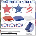 Sereliy 3 PCS Veterans Day Table Decorations Wooden Star Set, Rustic Patriotic 4th of July Tiered Tray Decor, Red White and Blue Decorations Veterans Day for Home (Elegant)