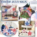 Sereliy 3 PCS Veterans Day Table Decorations Wooden Star Set, Rustic Patriotic 4th of July Tiered Tray Decor, Red White and Blue Decorations Veterans Day for Home (Elegant)
