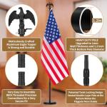 8 FT Indoor Flag Pole and Stand, Heavy Duty Indoor Flag Pole Kit with Weighted & Thickened Base, Eagle Topper, 3x5 FT American Flag, Adjustable Presidential Indoor Flagpole for Office School City Hall