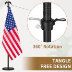 8 FT Indoor Flag Pole and Stand, Heavy Duty Indoor Flag Pole Kit with Weighted & Thickened Base, Eagle Topper, 3x5 FT American Flag, Adjustable Presidential Indoor Flagpole for Office School City Hall