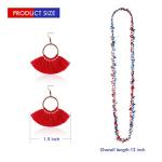 Hicarer 5pcs 4th of July Accessories Set Flower Patriotic Headband American Flag Sunglasses Red White Blue Necklace USA Tassel Earrings Fourth of July Outfits for Women Independence Memorial Day