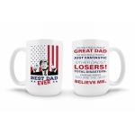 Hogg Patriotic Coffee Mug - Best Dad Ever, 15 oz Ceramic Funny Coffee Mugs for Men, Political Gag Gifts for Republicans, Conservative Dad Gifts