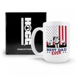 Hogg Patriotic Coffee Mug - Best Dad Ever, 15 oz Ceramic Funny Coffee Mugs for Men, Political Gag Gifts for Republicans, Conservative Dad Gifts